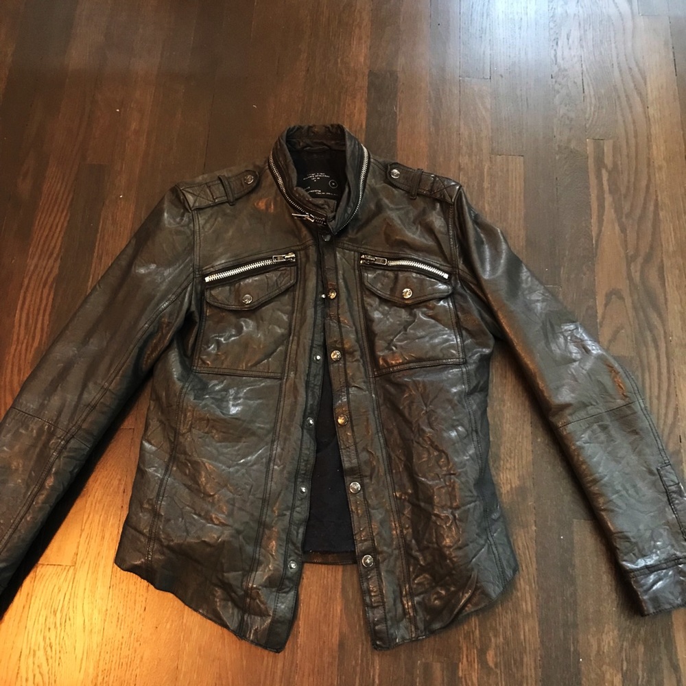 Allsaints black leather jacket/shirt